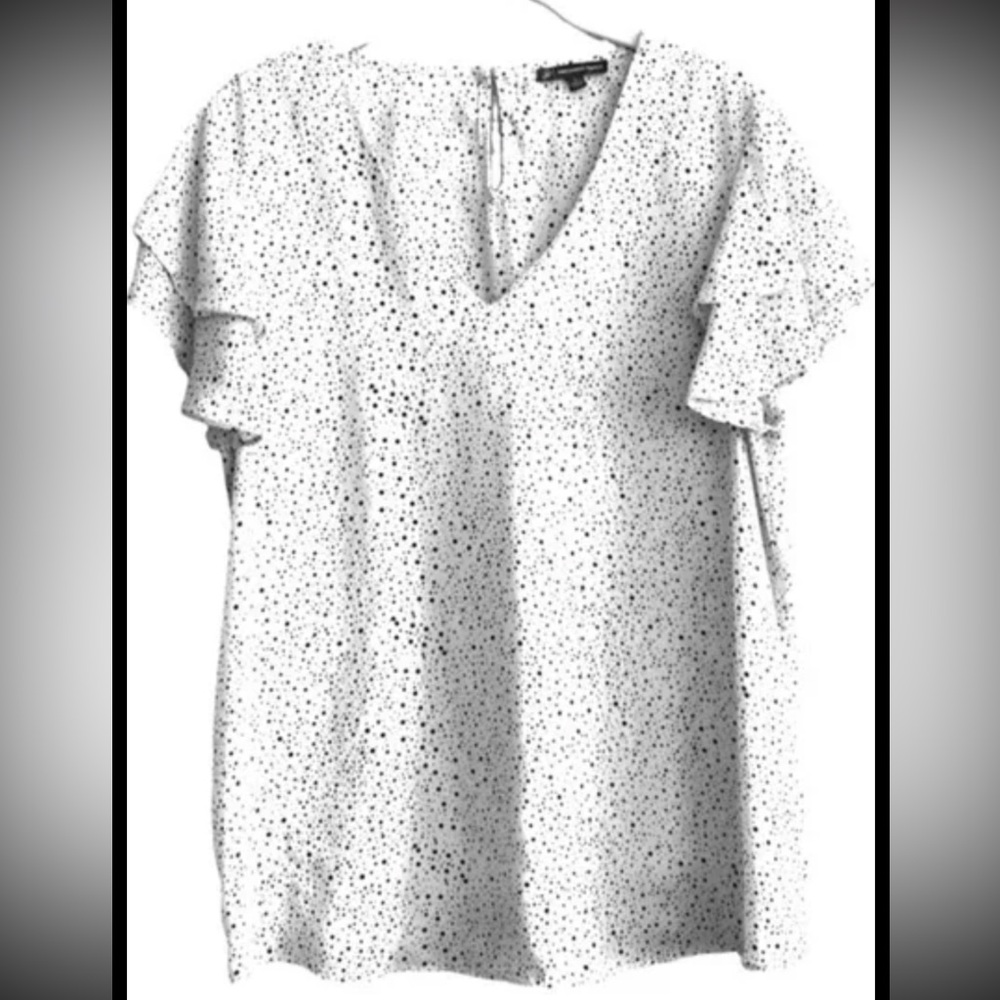 Adrianna Papell White Speckled Blouse